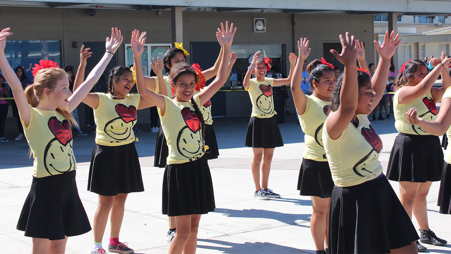 students performing together