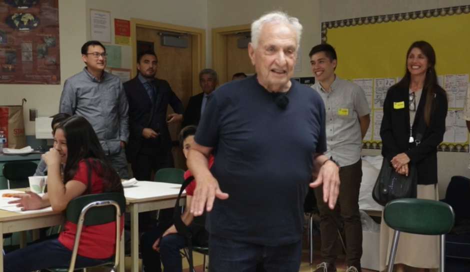 Frank Gehry and students